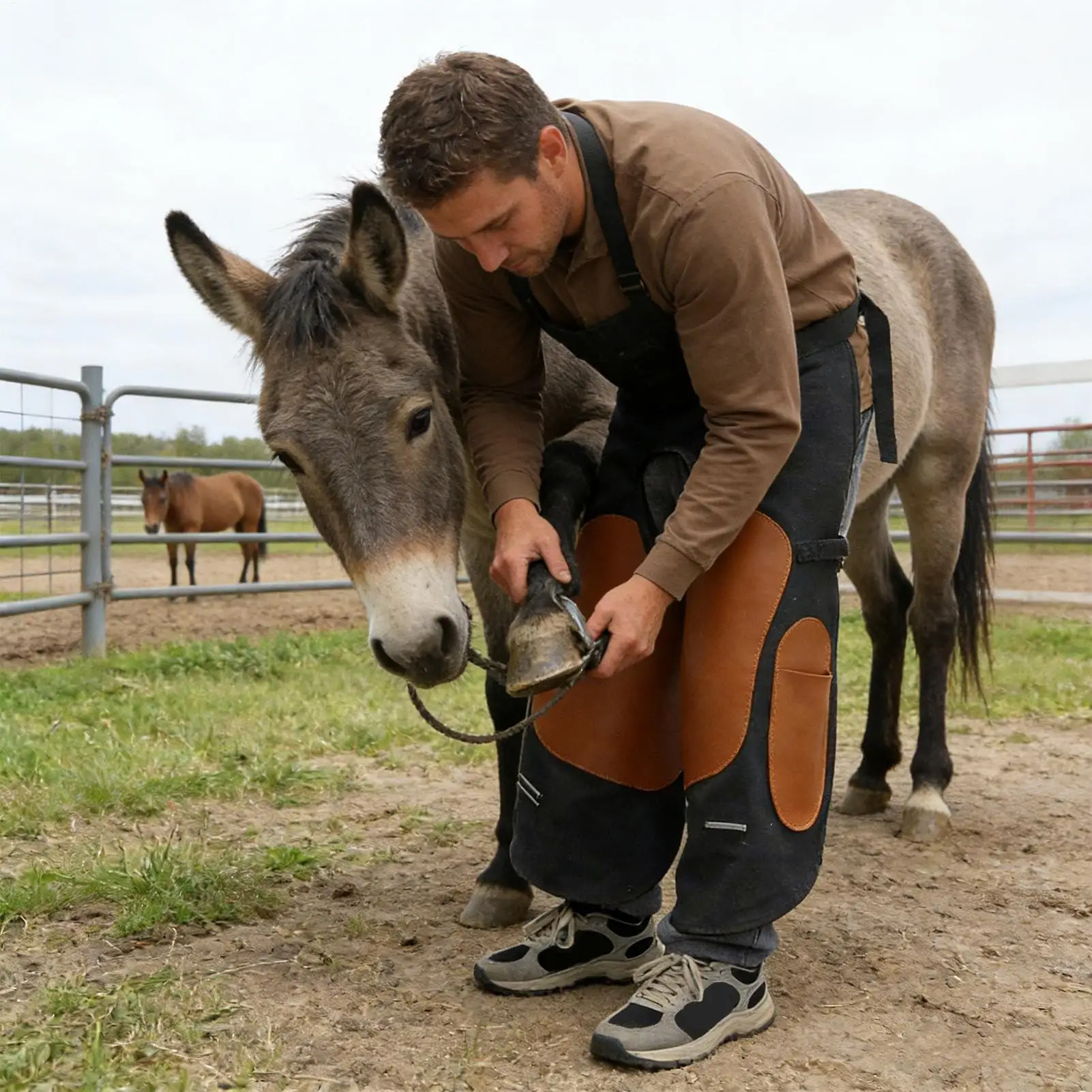 tablier-de-fermeur-en-similicuir-pour-hommes-et-femmes-avec-genouilleres-et-bretelles-reglables-pour-l'equitation-et-l'elevage-de-volailles