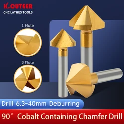 90 gradi HSS cobalto contenente smusso trapano svasato 6.3-40mm sbavatura 1 flauto/3 flauti strumenti resistente all'usura e durevole