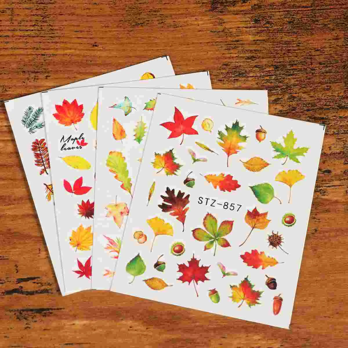 16 Pcs Applique Autumn Stickers Uñas Postizas Para Girl Nail Nails Decoration Women