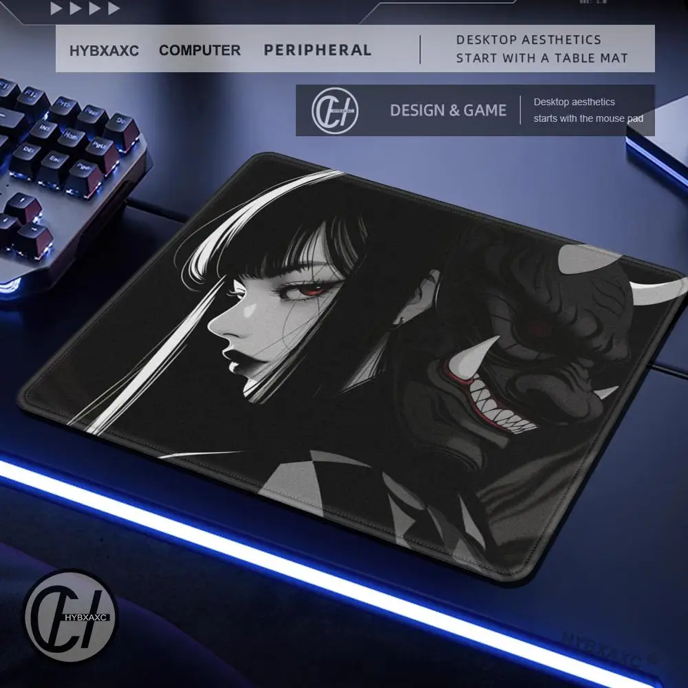 Demon Mask Girl Black Podkładka pod mysz do gier Premium Wysoka elastyczna antypoślizgowa dolna podkładka pod mysz 450x400 Speed Podkładka pod mysz E-Sports Desk Mat