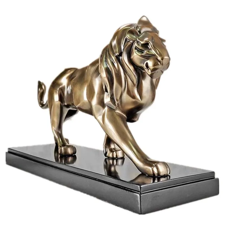 

50CM EUROPEAN STYLE BRONZE LION ART STATUE ANIMAL PANTHERA FIGURINE RESIN CRAFTS DESKTOP DECORATION OFFICE R1425