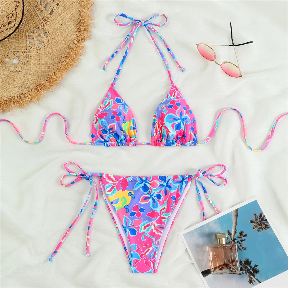

2024 Sexy Micro Bikini Push Up Women Swimsuits Female Swimwear Brazilian Bikini Set Thong Biquini Swim Suits Print Beachwear