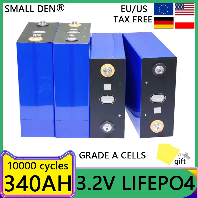 10000 Cycle Grade A 340Ah Lifepo4 Battery 3.2V Lithium iron phosphate Rechargeable batteries For DIY 12V 48V EV RV Solar Camping