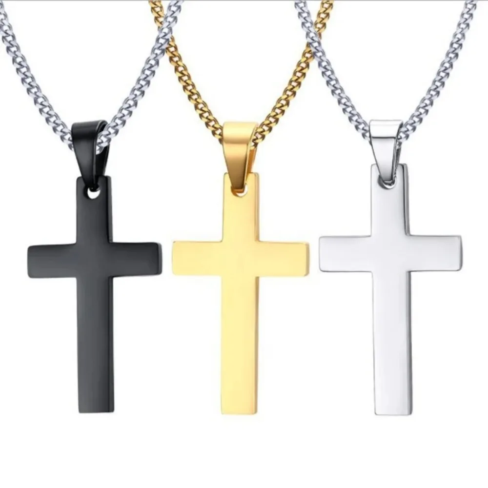 New Simple Retro Creative Trend Niche Gothic Pendant Cross Necklace Cool Street Style Punk Men Women Black Chain GiftAccessories