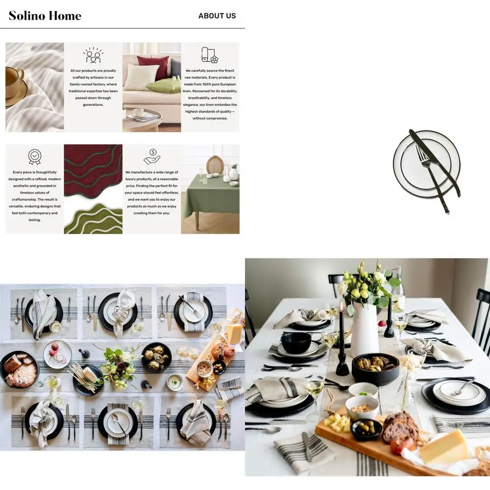 

Set of 4 Farmhouse Style Linen Placemats - 14x19 inches, Black & Natural, Perfect for Autumn, Winter, Thanksgiving & Holidays