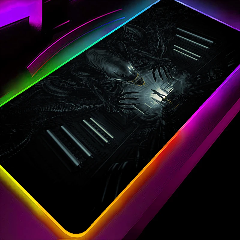 

Коврик для мыши RGB с подсветкой Alien Movie Gamer XXL Edge, белый коврик для клавиатуры со светодиодной подсветкой, коврик для мыши на столе, резиновый коврик для игровой мыши Tapis Souris