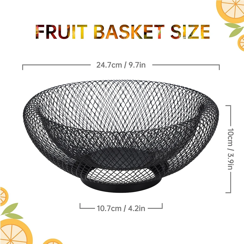 1 mesh fruit bowl metal wire fruit and vegetable basket holder counter home kitchen bracket, decorative center decoration