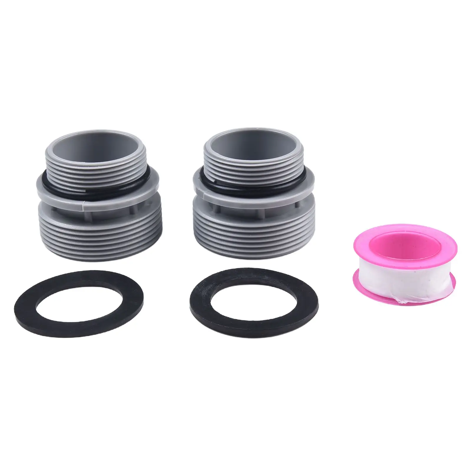 Two Adapter 40mm to 1 1/2 inch Pool Hose Conversion Kit with O Rings and Sealing Tape for Standard Filter Port Integration