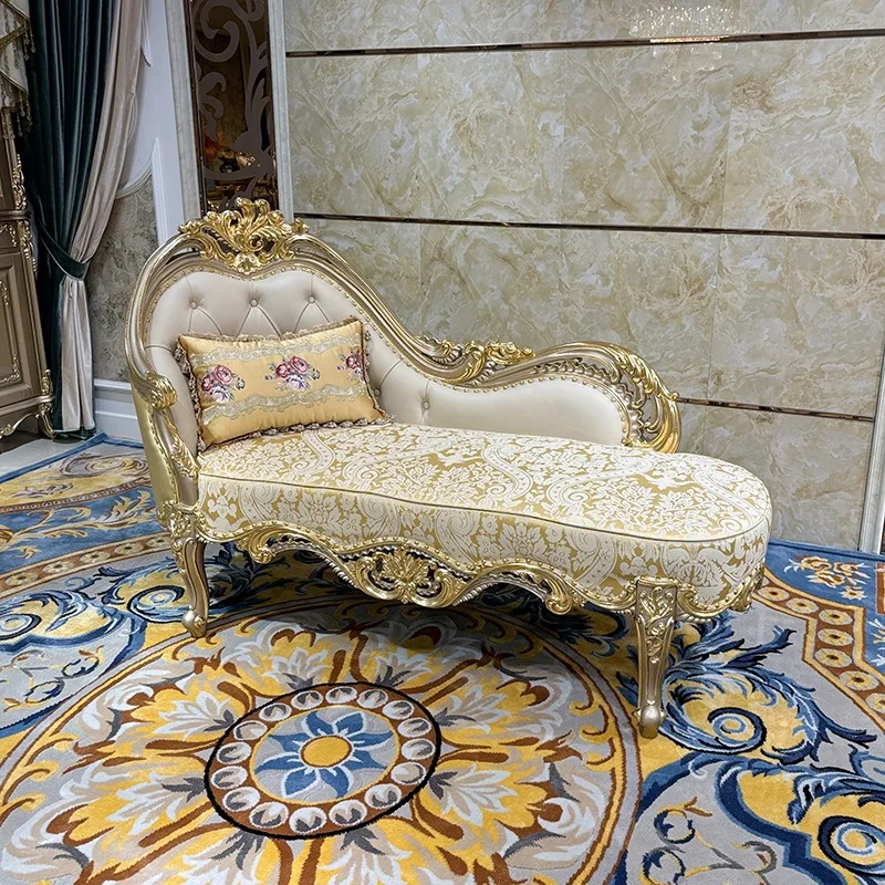 

French concubine chair European solid wood carving flower beauty couch neoclassical