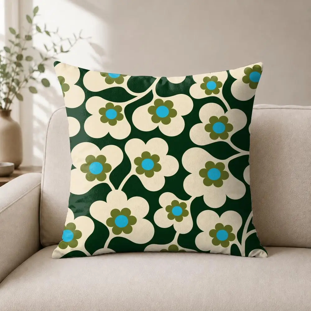 Art O-Orla Kiely Flower Cushion Cover Luxury Soft Plush Short Fur Cushion Case Warm Cozy Sofa Bed Decorative Home