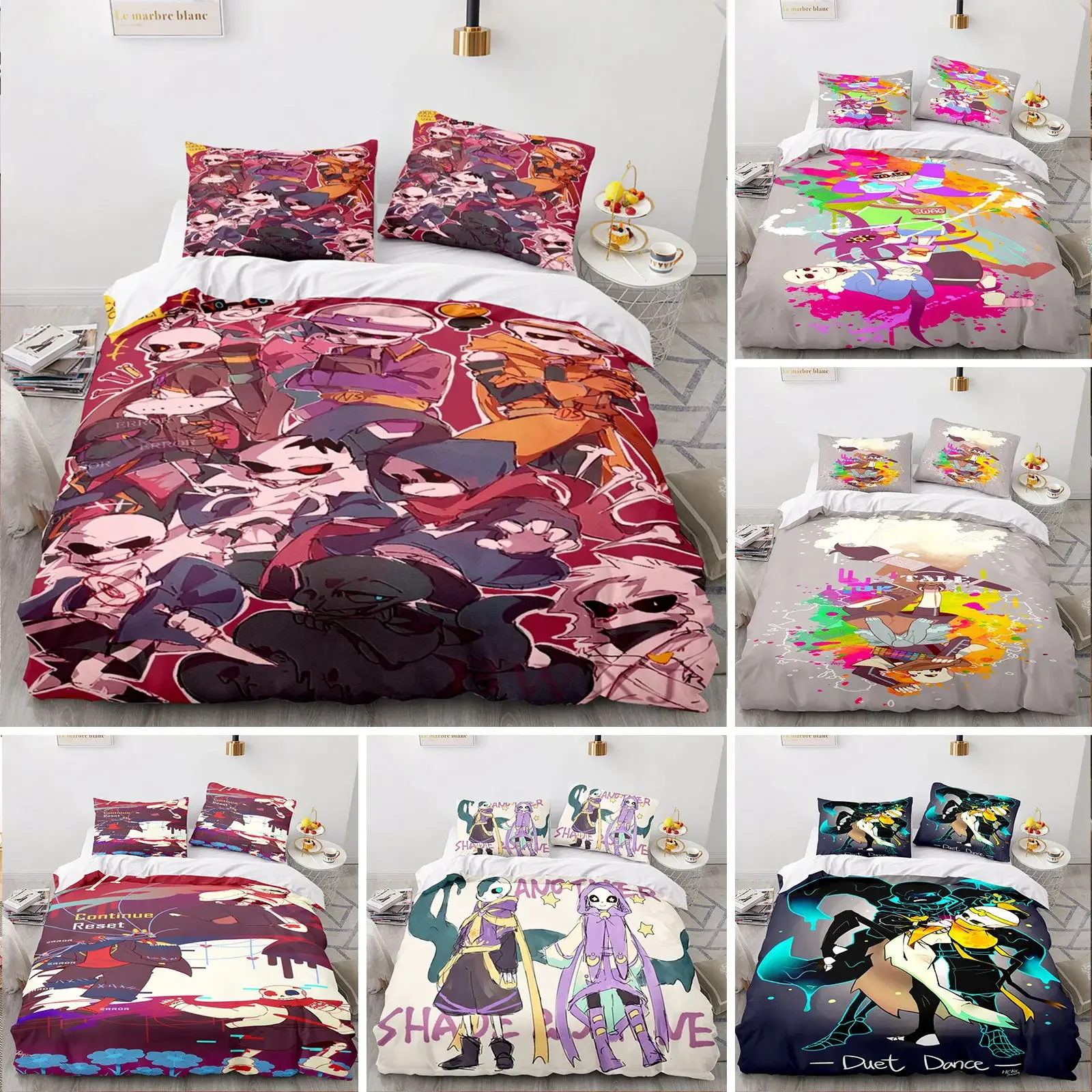 

3D Print Undertale Bedding Set Single Twin Full Queen King Size Frisk Sans Anime Bed Set Aldult Kid Bedroom Duvetcover Sets