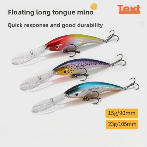 Cebo biónico minnow de tabla de lengua larga para fundición de lubina, perca y pesca en el mar con cebo señuelo de agua dulce de largo alcance