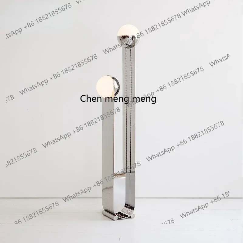 New arrive zq Glass Two-Head Stainless Steel Living Room Floor Lamp Post-Modern Light Luxury Bedroom Light