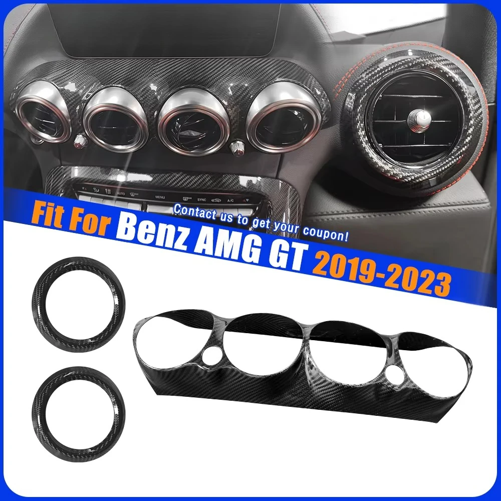 

SUNMAX for Benz GT Interior Carbon Fiber Dashboard Air Vent Outlet Covers GTR GTS C190 R190 2019-2023 Car Accessories