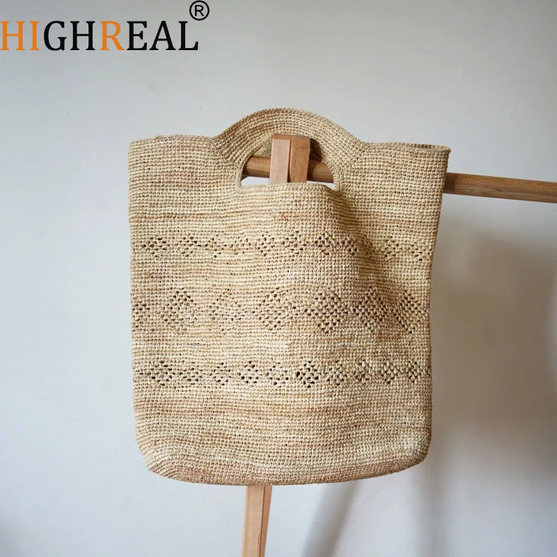 

Пляжная сумка ручной работы из лафитной соломы в японском стиле, женская летняя дорожная универсальная ручная большая сумка