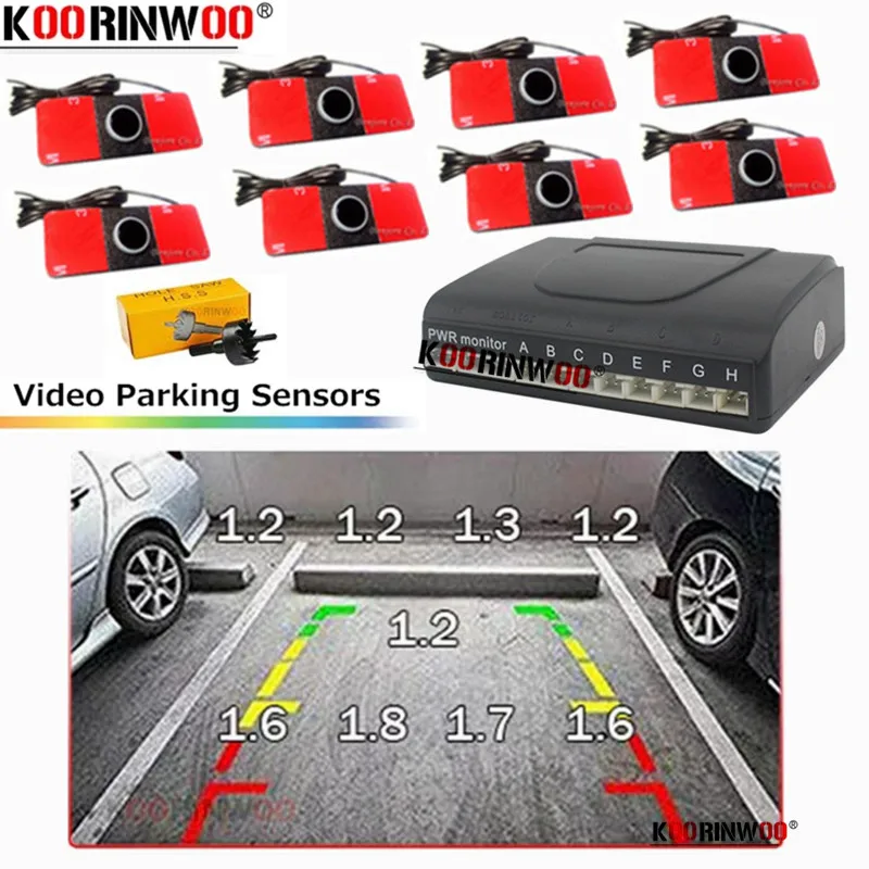 OOWLIVEE Parktronics 16.5MM Car Parking Sensor 8 Alarm Backlight System Can Connect Car Rearview Camera Android Radio Assistance