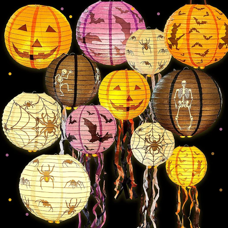 1pc Halloween Party Set Up Pumpkin Paper Lanterns on Site Halloween Party Program Props Shopping Mall Hotel Decoration Supplies