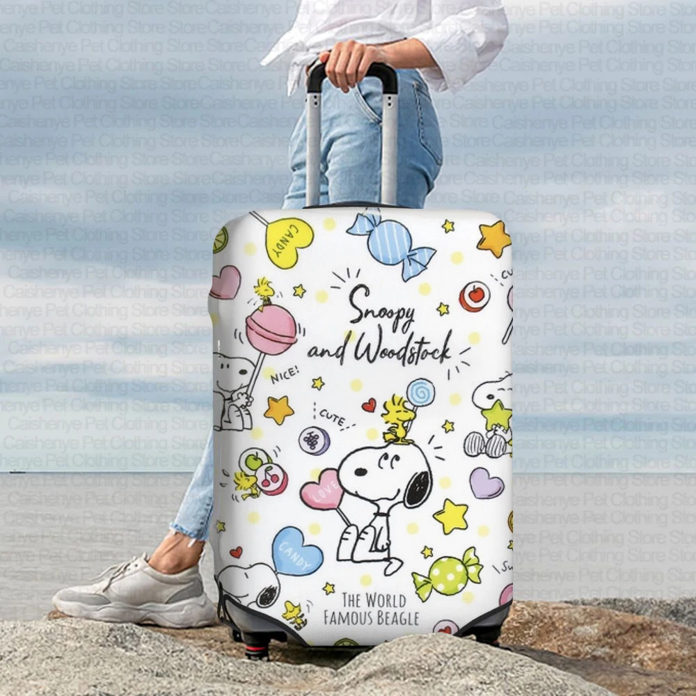 Personalized Snoopy Graphic Print Luggage Cover Dust and Scratch Resistant Travel Accessory Fits 18-32 Inch Luggage