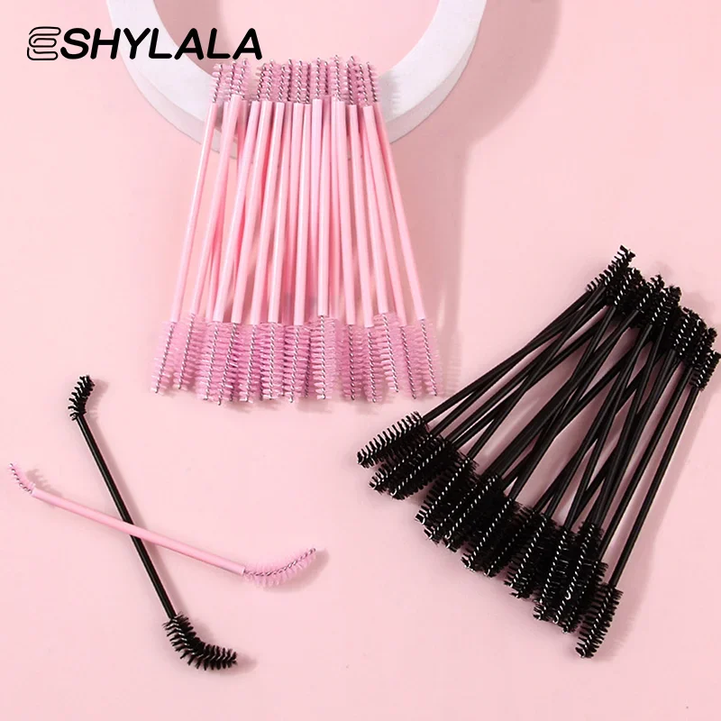 Spazzole per ciglia per trucco a doppia estremità Spazzola per ciglia usa e getta Manico in plastica Mascara Bacchetta Applicatore Strumenti per estensione ciglia
