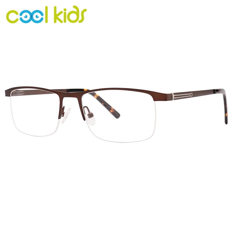 COOL Kids Male Classical Half-Rim Flat Rectangle Optical Metal Frames Prescription Lens Matt Color Reading Glasses MM3030