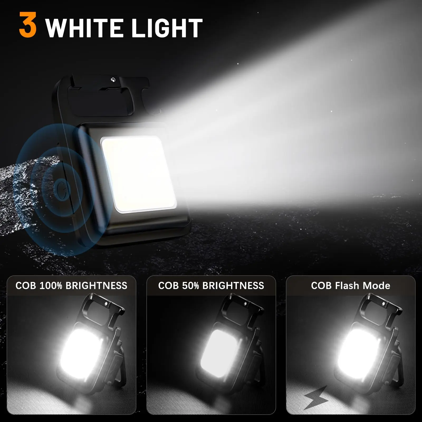 COB Keychain Flashlight 4 Modes Magnetic Base & Bottle Opener Emergency Light for Camping Fishing Walking Portable Work Light