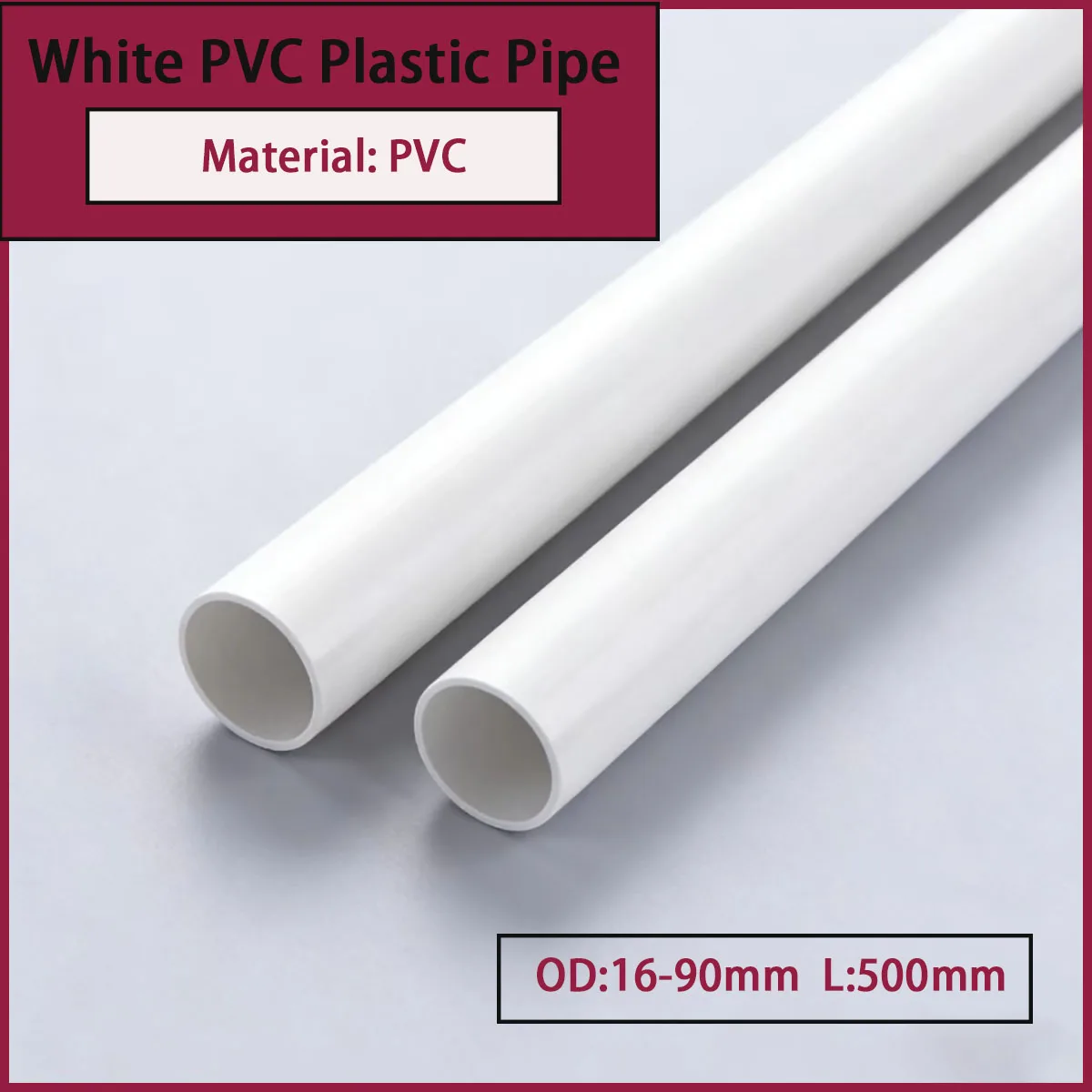 White PVC Plastic Pipe OD 16~90mm 500mm Length - Fish Tank Aquarium/Garden Irrigation Watering Fittings