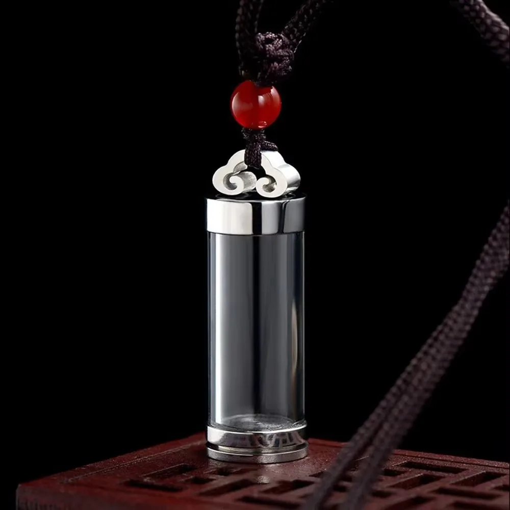 Gold Silver Vial Necklace Transparent Glass Tube Ashes Urn Pendant Titanium Steel Openable Memorial Jewellery Women Men