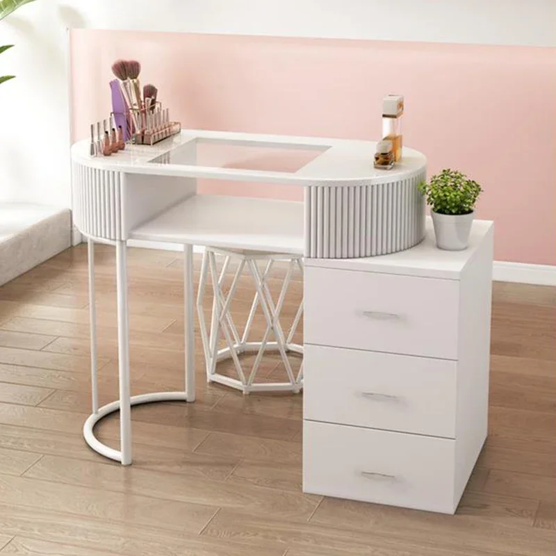 Modern Cream Style Nail Tables Luxury Multifunction Storage Vacuum Cleaner Nail Table Professional Aesthetictable Furniture FYMT