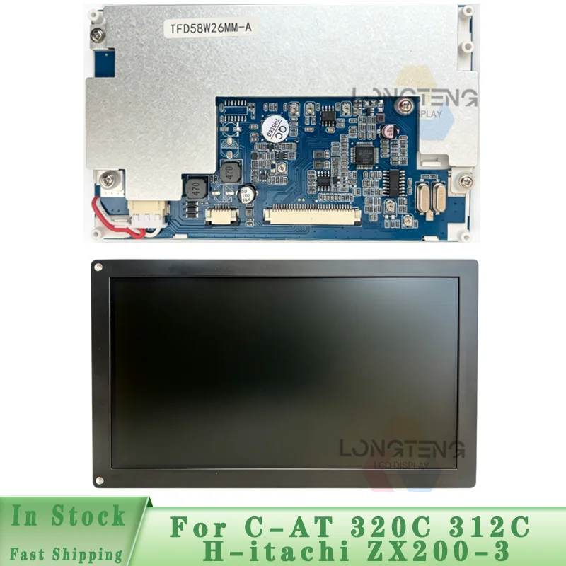 TFD58W26MM-A LCD Screen Compatible TFD58W22MW 5.8" Display Panel For C-AT 320C 312C ZX200-3 Excavator Monitor Replacement