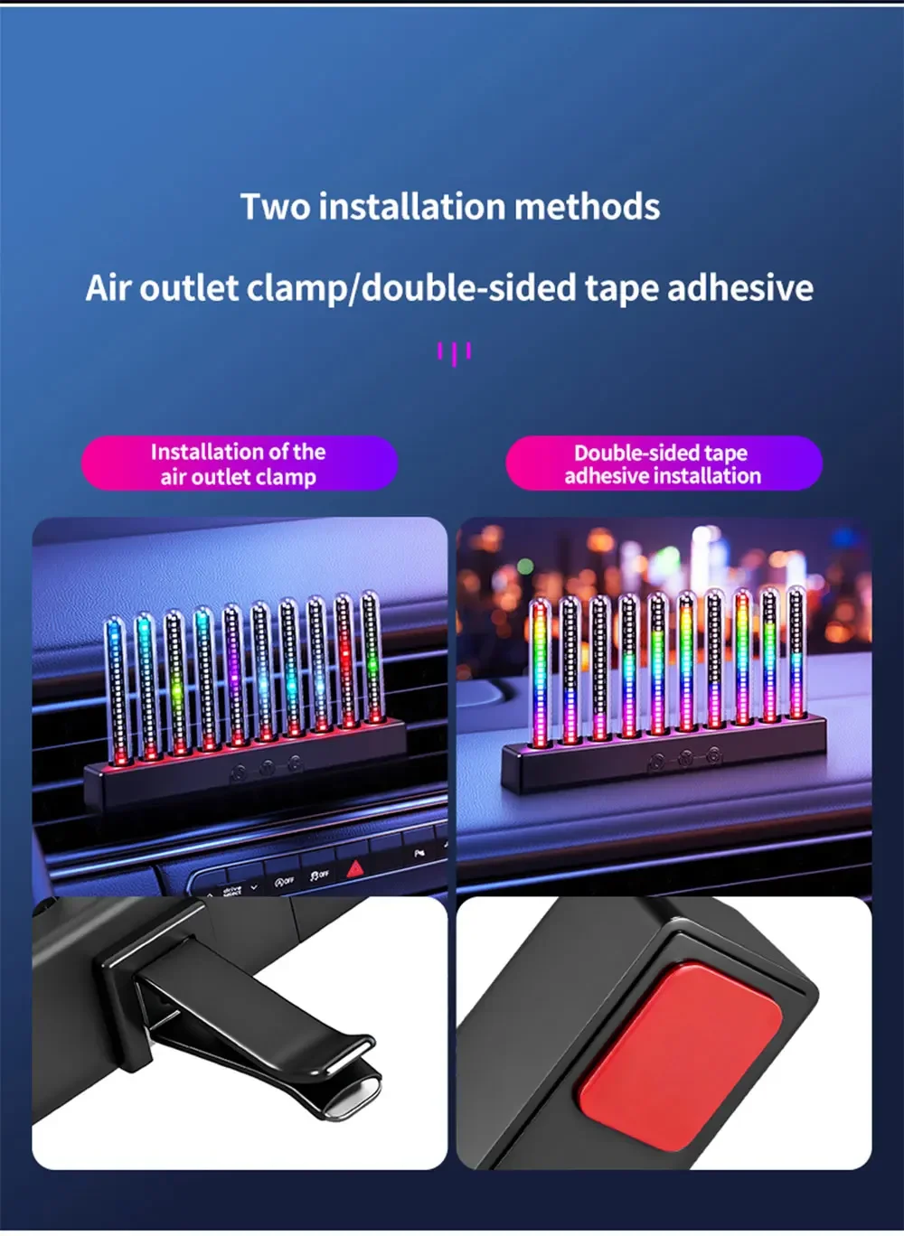 Auto RGB Pickup Licht Spektrum Rhythmus Atmosphäre LED Leuchtende Röhre Musik Tischset Auto-Ornament Sprachgesteuertes Geschenk – Detail 16