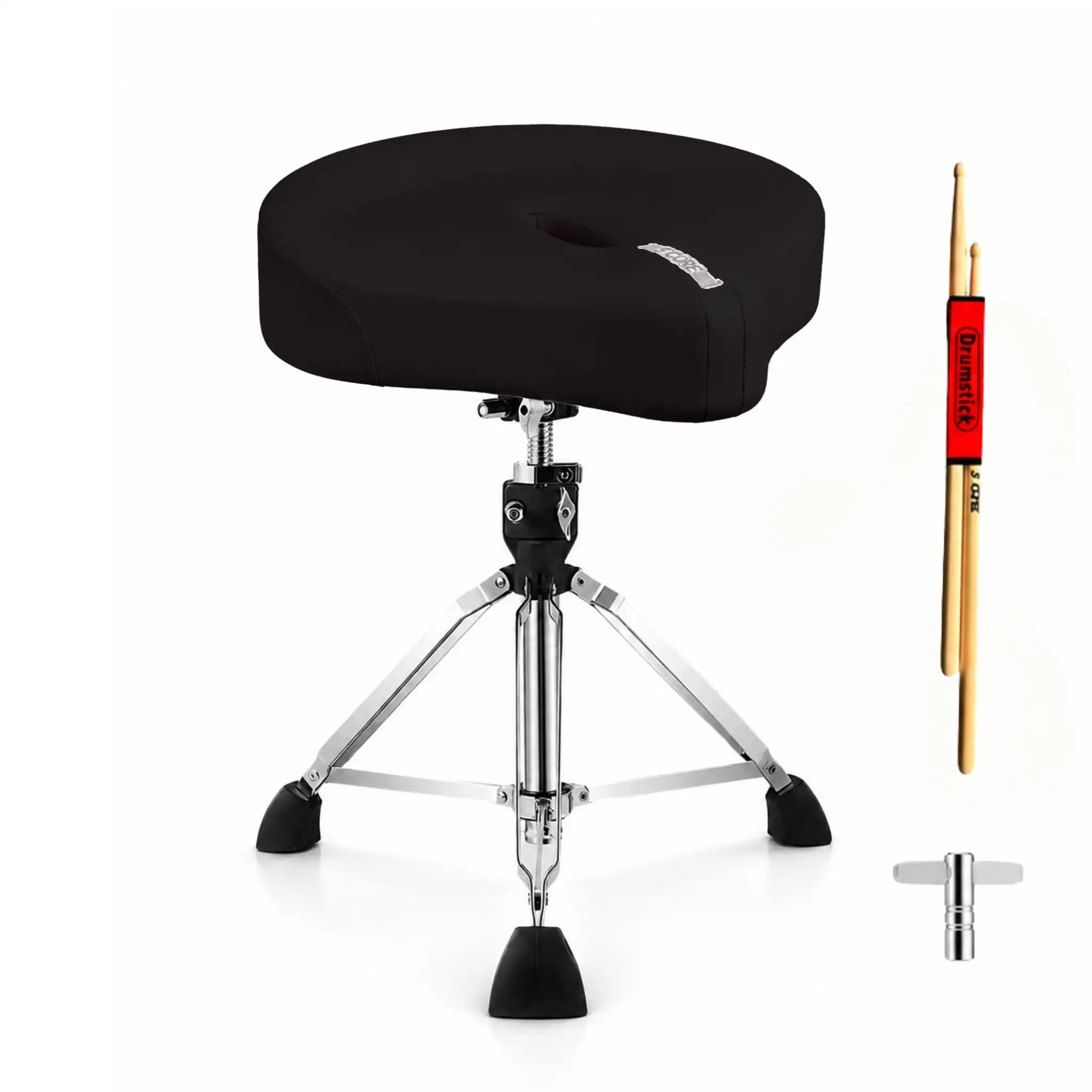 5 Core Drum Throne Padded 4" Ergonomic Drummer Stool Swivel Adjustable Black