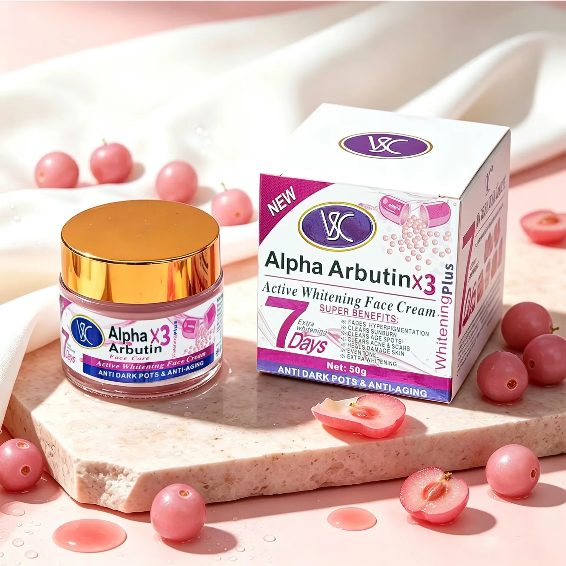 7 Days Arbutin Brightening Face Cream 50g – Visibly Firms Skin, Reduces Fine Lines & Refines Texture for Radiant Complexion