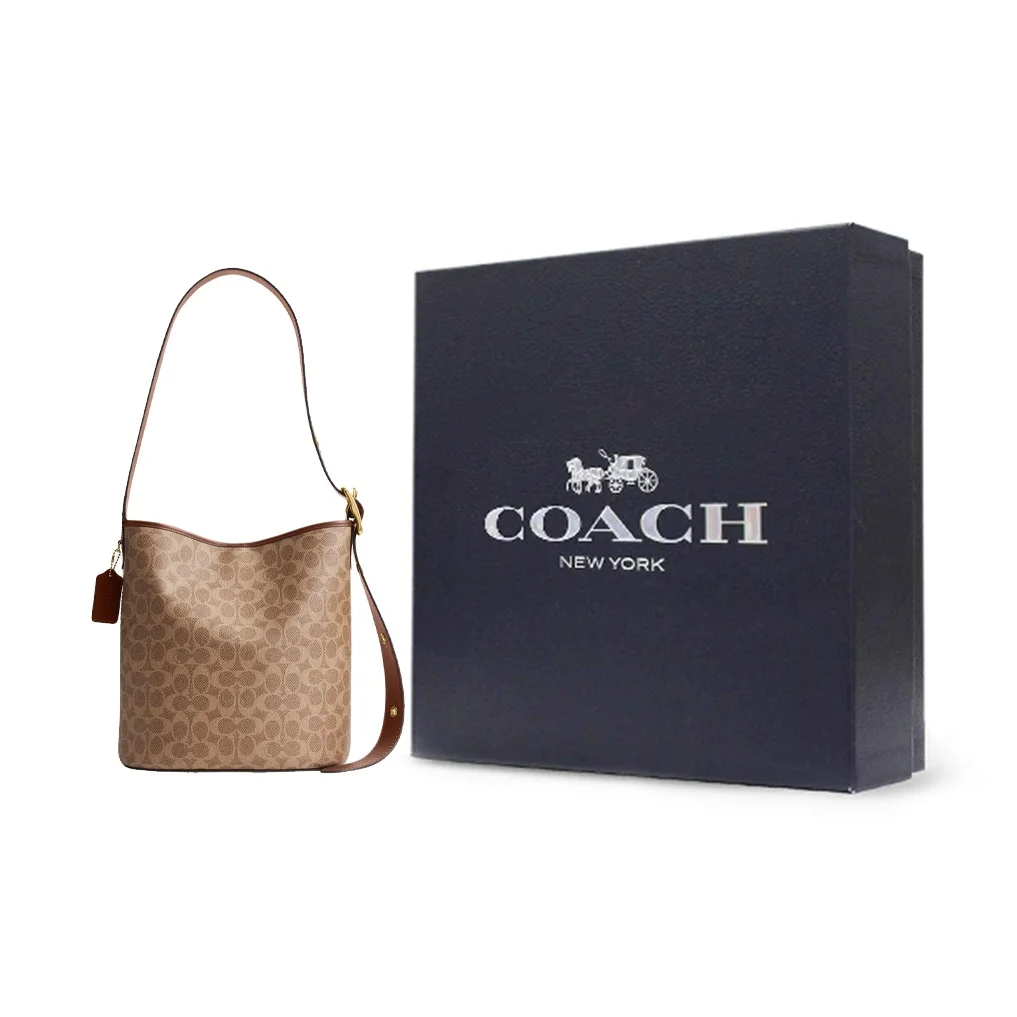 COACH Bleecker Artificial Leather Bucket Bag, Shoulder Bag Large Women's Monogram Color CCT55-B4N4