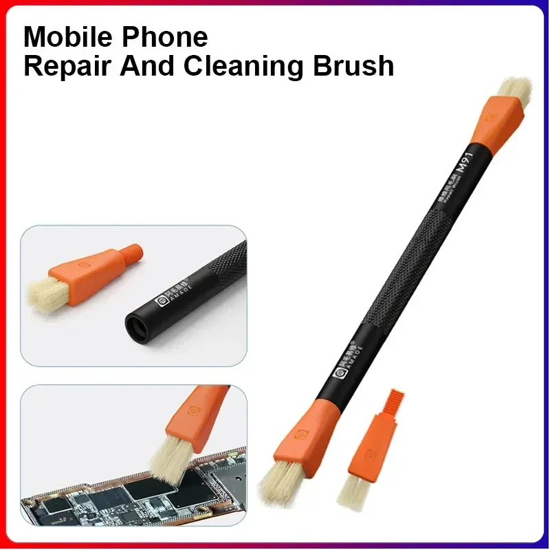 AMAOE M91 M90 Double-Head Brush Replaceable Head Universal Anti Static Phone Laptop Motherboard IC Dust Cleaning Brush