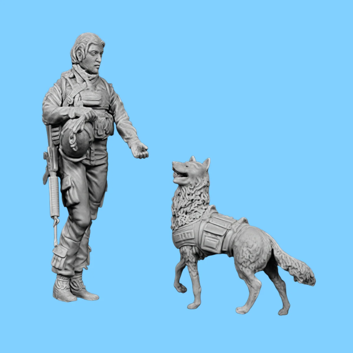 

Комплект неокрашенной модели из смолы 1/35, военная тема, современный американский женский солдат с собакой в разобранном виде и неокрашенный GK