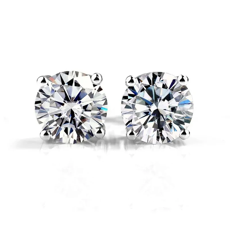 Four Claws Diamond Stud Earrings Simple Solid Gold CVD HPHT Lab Grown Diamond Earrings For Women Jewelry IGI Certified