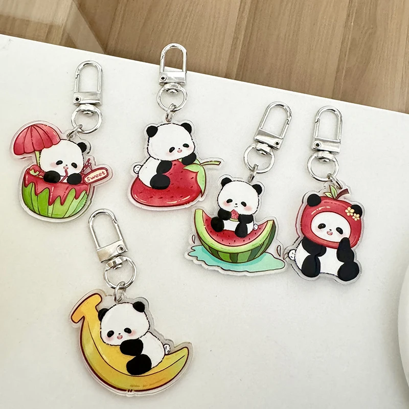 1PCS Cute Panda Key Chain Animals Ins Keychain Earphone Schoolbag Keychain Pendant Diy Accessories