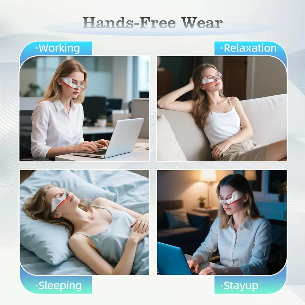 เครื่องนวดตาด้วยกระแสไฟฟ้าไมโครเคอร์เรนท์ EMS สำหรับถุงใต้ตา, รอยคล้ำใต้ตา, ความเหนื่อยล้าของดวงตา, ริ้วรอย, เครื่องนวดตาด้วยแสงสีแดง อุปกรณ์เสริมความงามดวงตา