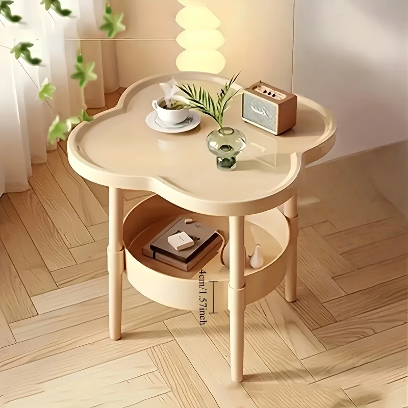 Elegant 2-Tier Round Side Table, Curved Storage Shelves, Modern Nightstand for Living Room, Mother's Day Gift image 3
