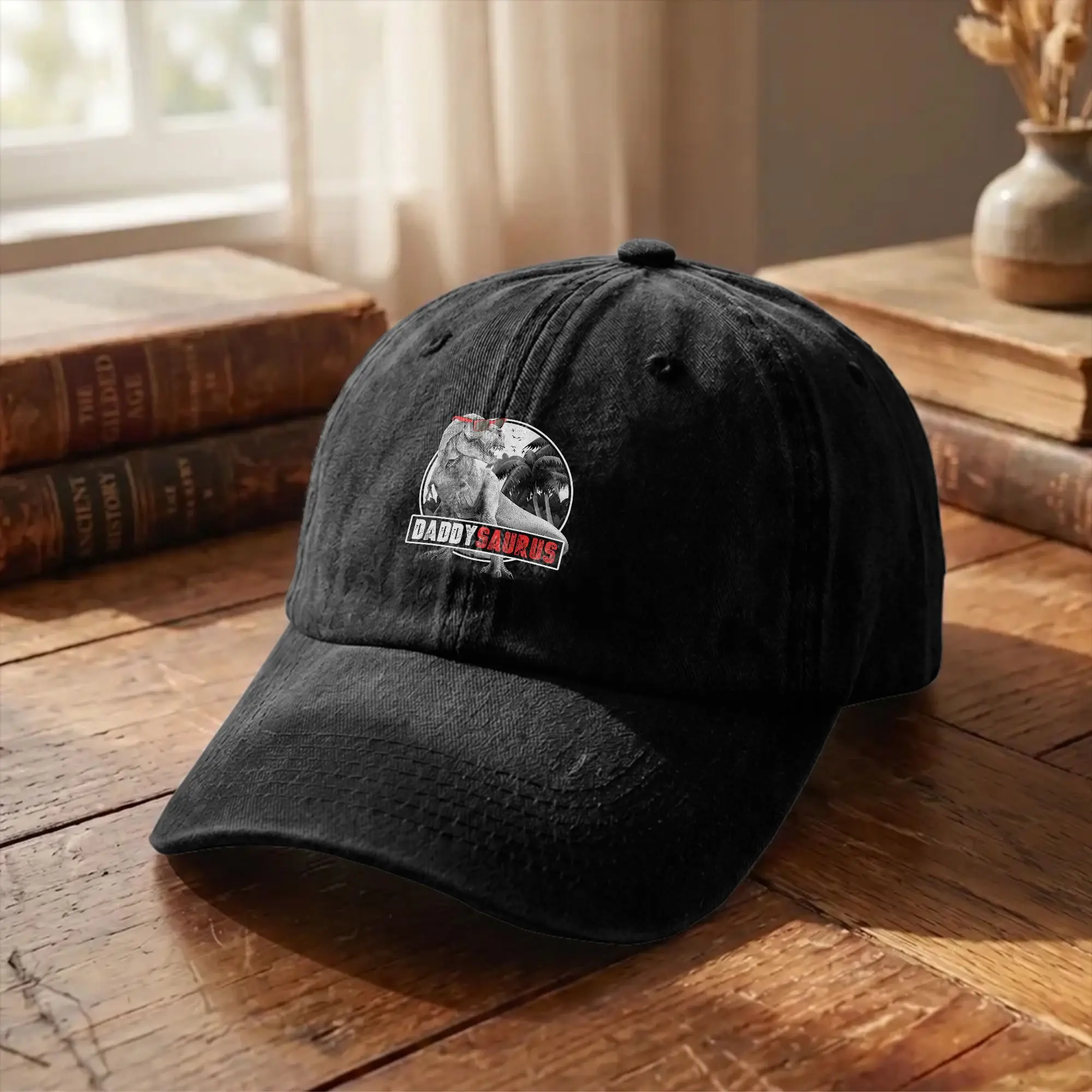 Classic Daddysaurus T Rex Dinosaur Dad Daddy Baseball Caps Unstructured Unisex Fathers Day Distressed Washed Sun Cap Outdoor Hat