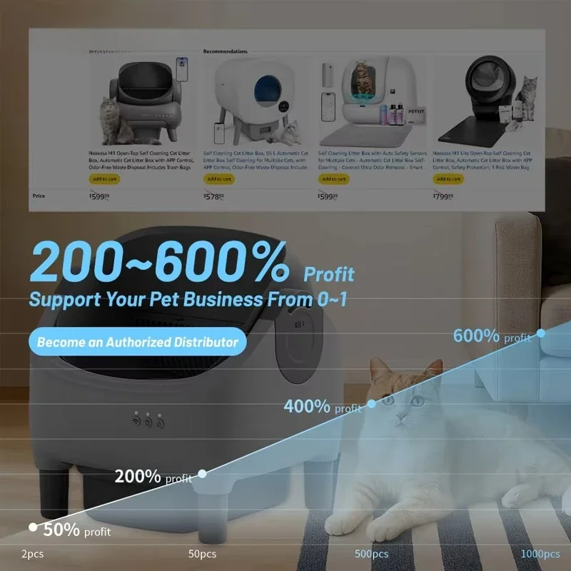 Caixa de gato autolimpante automática com design aberto, novo controle por aplicativo, sensores de segurança duplos, características exclusivas, mais vendidas