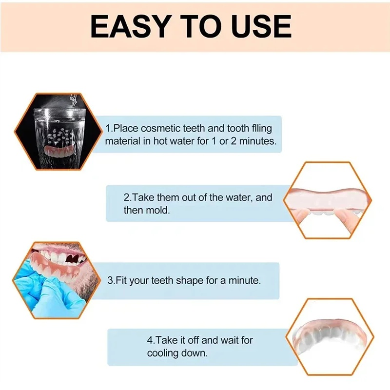 جديد طقم أسنان من السيليكون طقم أسنان سيليكون بطانات طقم أسنان ناعم طقم أسنان ناعم الأسنان العلوي والسفلي مجموعة سهلة الاستخدام الأقواس