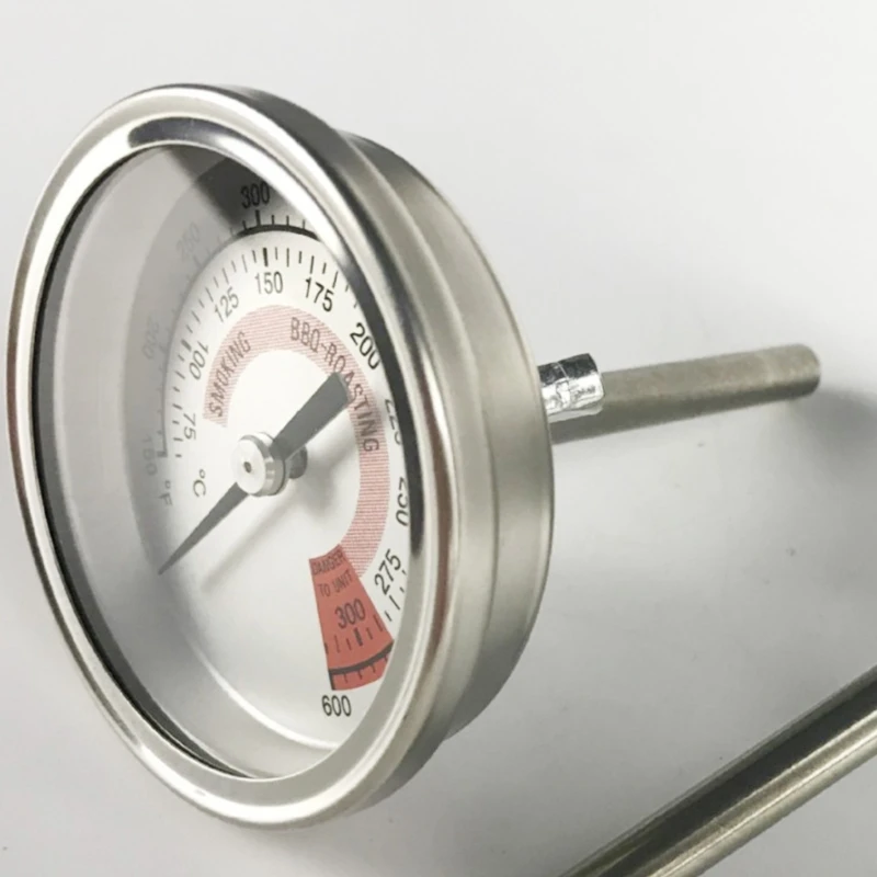 Oven Heat Reader Metal Housing Two Scale Face, 150 to 600 F with Rear Stem and Wing Nut Fitting for Baking Use during Daily