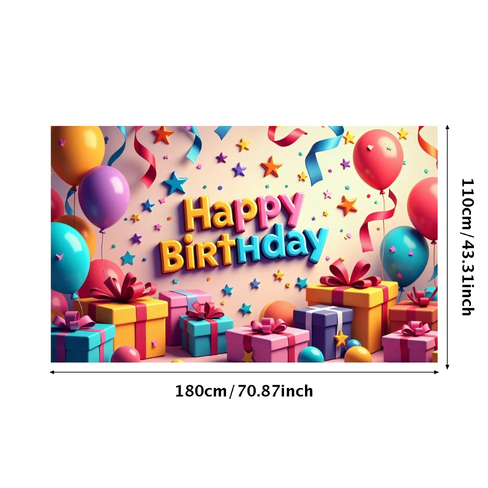 Banner de fondo para fiesta de cumpleaños, globos coloridos, regalos y decoraciones para celebración, evento, fotomatón, decoración de pared para fiesta infantil