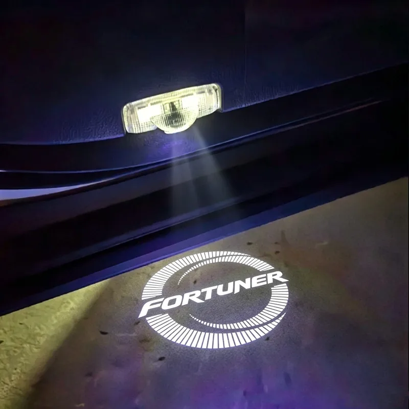 Projecteur LED pour porte de voiture, 2 pièces, lampe de bienvenue à ombre fantôme, ampoules, accessoires pour FORTUNER 2015-2022 2019 2020 2021