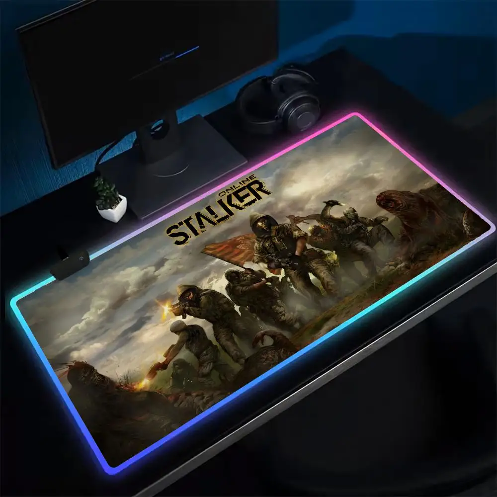 Super News S-Stalker 2 Mouse Pad Anime Gaming Mouse Pad LED Table Pads Backlit Rubber Desktop XXL Mousepad RGB Desk Mats