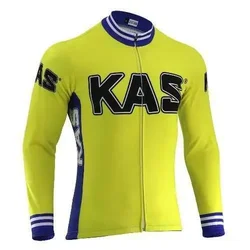 KAS TEAM YELLOW RETRO CLASSIC Men Spring Summer Cycling Jerseys Long Sleeve Racing Bicycle Clothing Maillot Ropa Ciclismo