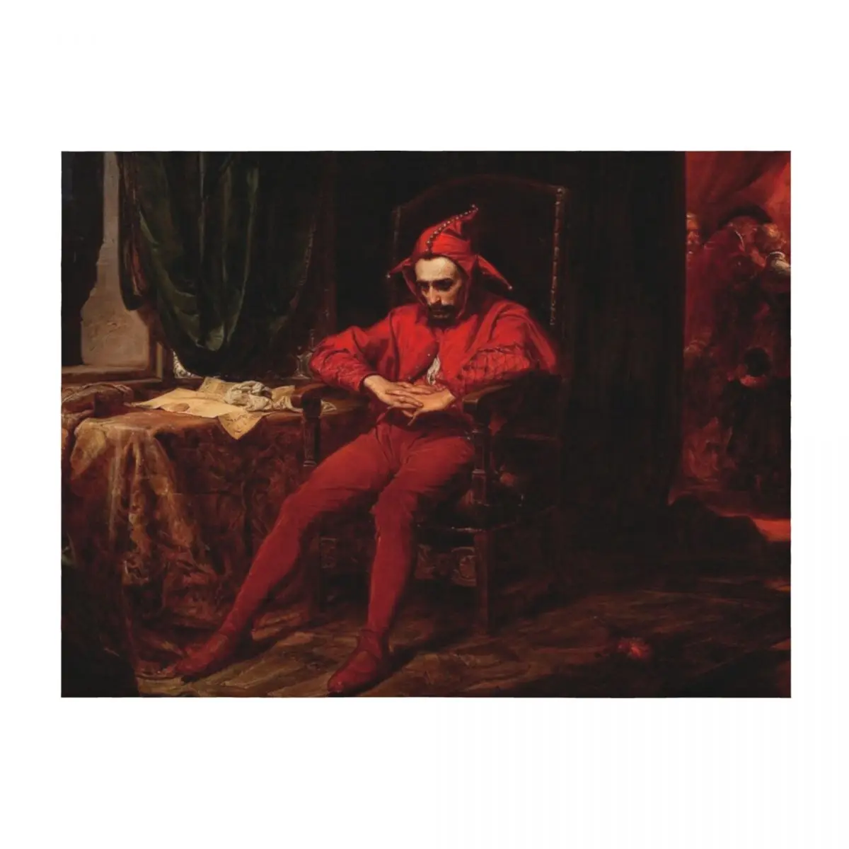

Stańczyk (Sad Red Jester Clown), by Jan Matejko Throw Blanket christmas gifts Sofas Cute Plaid blankets and throws Blankets