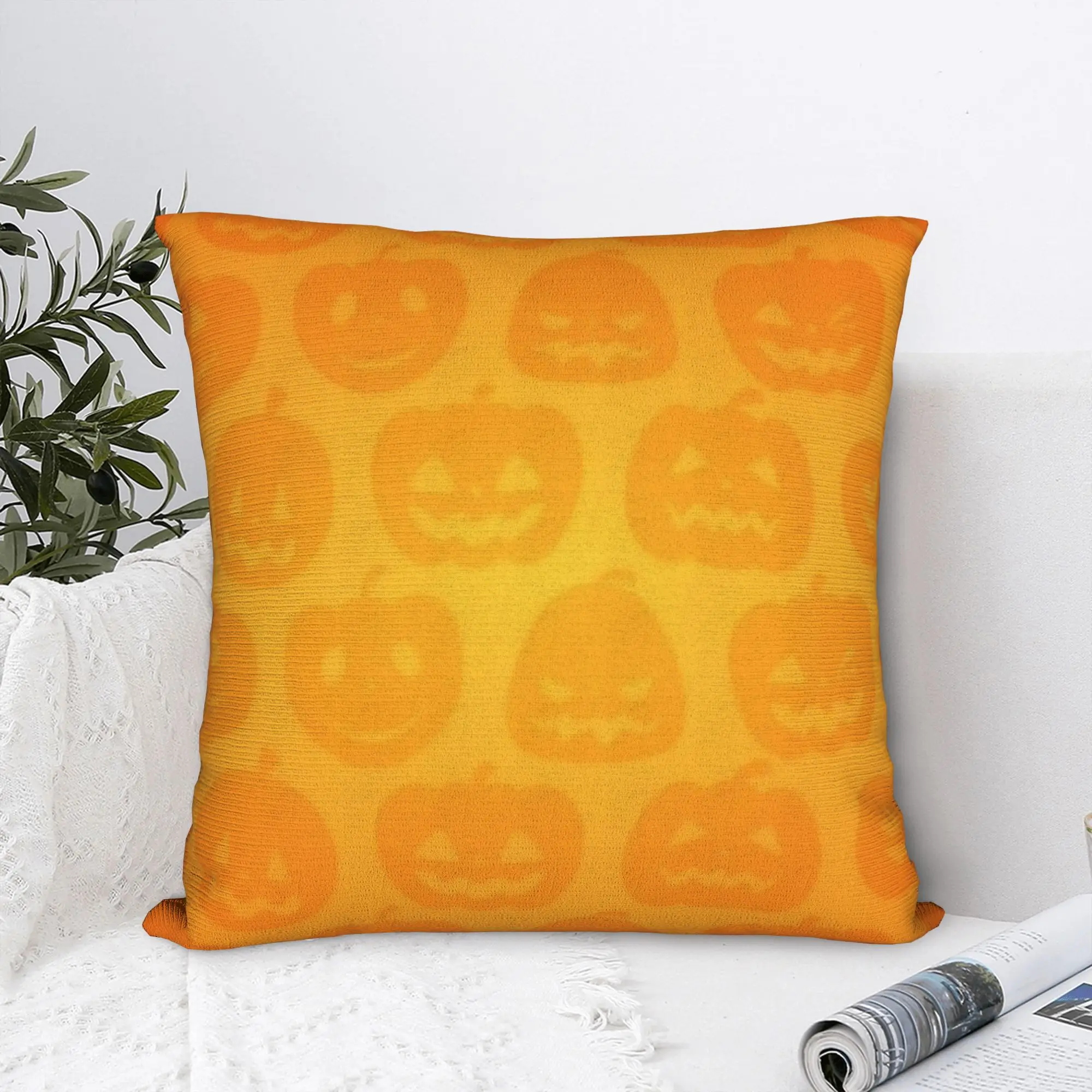 Happy Halloween Cartoon Square Pillow Case  Cushion Covers Novelty Zipper Decor Pillowcase for Home 40x40cm