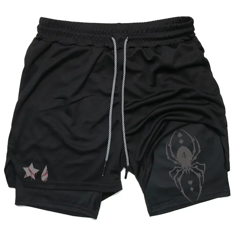 

Anime Hunter X Hunter Performance Shorts Men 2-in-1 Running Compression Shorts Training Sport Gym Quick Dry Shorts with Pockets